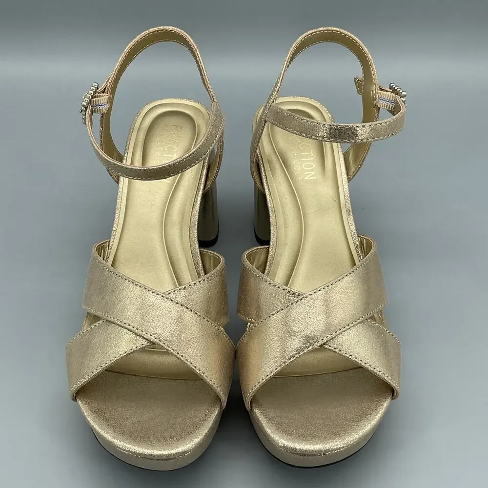NEW Reaction Kenneth Cole Women’s Reeva Platform Sandals Gold Size 7M - Picture 3 of 10